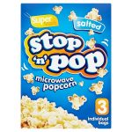 stop n pop microwave popcorn salty 3 pack 3x85g