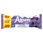 alpen light double chocolate bars 49p 19g