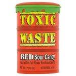 toxic waste hazardously red ultra sour candy drum 42g