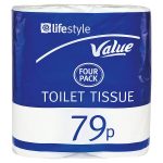 lifestyle value toilet roll white 79p 4roll